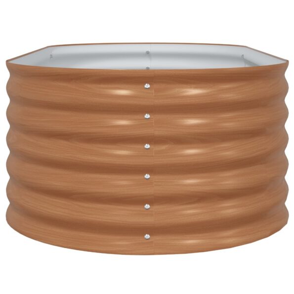 vidaXL Hnedá zvýšená záhradná posteľ s dreveným vzhľadom 160x80x44 cm z ocele – Obrázok 6