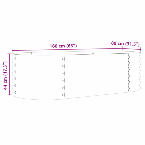 vidaXL Hnedá zvýšená záhradná posteľ s dreveným vzhľadom 160x80x44 cm z ocele – Obrázok 9