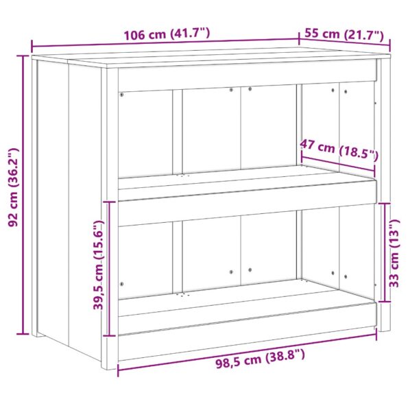 vidaXL vonkajšia kuchynská skrinka 106x55x92 cm Masívne drevo borovica – Obrázok 9