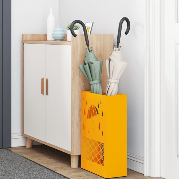 vidaXL Stojan na dáždniky Horčicová Oceľ Stredný Dekoratívne vložky – Obrázok 3