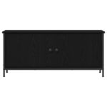 vidaXL čierna dubová TV stanica Čierny dub Drevotriesková doska, Kov – Obrázok 6