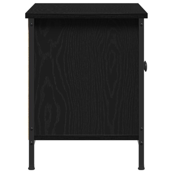 vidaXL čierna dubová TV stanica Čierny dub Drevotriesková doska, Kov – Obrázok 7