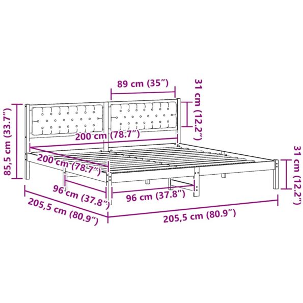 vidaXL Rám postele s čelnou doskou Čierna 200 x 200 cm látka – Obrázok 11