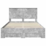vidaXL Rám postele Betónová šedá 150 x 200 cm Kompozitné drevo – Obrázok 8