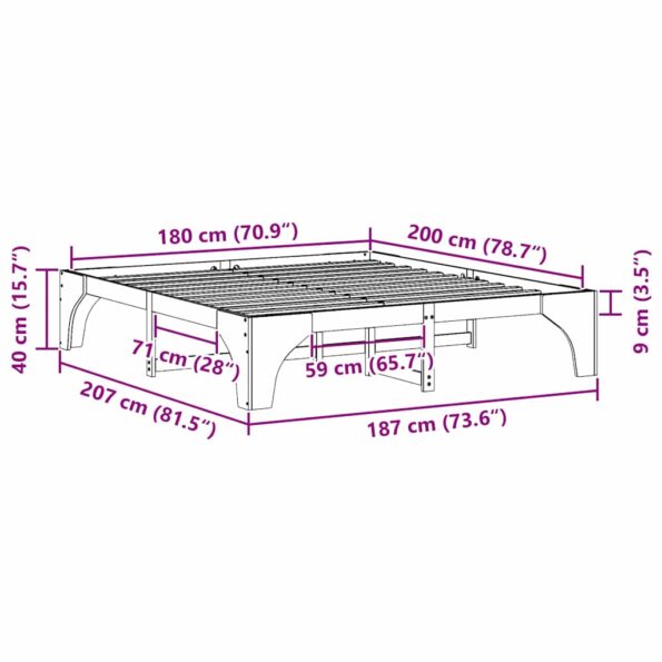 vidaXL Posteľový rám s úložiskom Hnedá Borovicový masív – Obrázok 9