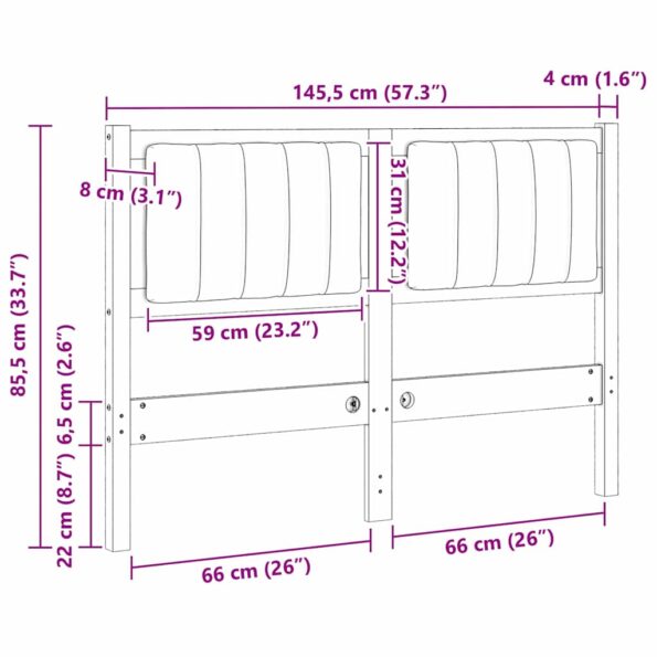 vidaXL Čalúnené čelo postele s čelnou doskou Hnedá 120 cm – Obrázok 11