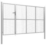 vidaXL Záhradná brána oceľová 350x175 cm strieborná – Obrázok 2
