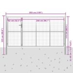 vidaXL Záhradná brána oceľová 350x175 cm strieborná – Obrázok 5