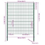 vidaXL Plotový panel so stĺpikmi, železný 176,5x200 cm, zelený – Obrázok 4