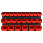 vidaXL 26-dielna sada dielenských políc červená a čierna 77x39 cm polypropylén – Obrázok 2
