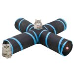 vidaXL Mačací tunel 4-cestný čierno-modrý 132 cm polyester – Obrázok 2