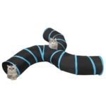 vidaXL Mačací tunel 3-cestný čierno-modrý 25 cm polyester – Obrázok 2