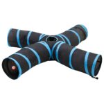 vidaXL Mačací tunel 4-cestný čierno-modrý 25 cm polyester