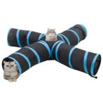 vidaXL Mačací tunel 4-cestný čierno-modrý 25 cm polyester – Obrázok 2