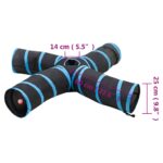 vidaXL Mačací tunel 4-cestný čierno-modrý 25 cm polyester – Obrázok 6
