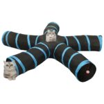 vidaXL Mačací tunel 5-cestný čierno-modrý 25 cm polyester – Obrázok 2
