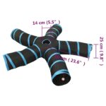 vidaXL Mačací tunel 5-cestný čierno-modrý 25 cm polyester – Obrázok 6