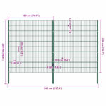 vidaXL Plotový panel so stĺpikmi, železný 349x200 cm, zelený – Obrázok 5