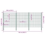 vidaXL Plotový panel so stĺpikmi, železný 522x200 cm, zelený – Obrázok 5
