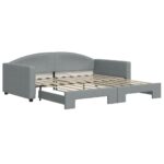 vidaXL Denná posteľ s rozkladacou posteľou bledosivá 100x190 cm látka – Obrázok 2