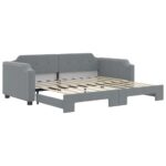 vidaXL Denná posteľ s rozkladacou posteľou bledosivá 100x190 cm látka – Obrázok 2