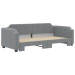 vidaXL Denná posteľ s rozkladacou posteľou bledosivá 100x190 cm látka – Obrázok 3