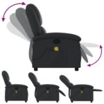 vidaXL Masážne kreslo s polohovacím mechanizmom, čierne, pravá koža – Obrázok 5