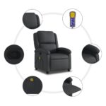vidaXL Masážne kreslo s polohovacím mechanizmom, čierne, pravá koža – Obrázok 6