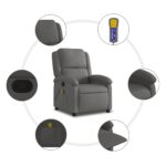 vidaXL Masážne kreslo s reflexným efektom, sivé, pravá koža – Obrázok 6