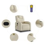 vidaXL Masážne kreslo s polohovacím mechanizmom, krémové, umelá koža – Obrázok 6