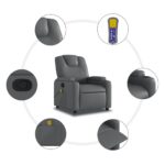 vidaXL Masážne kreslo s polohovacím mechanizmom, sivé, umelá koža – Obrázok 6