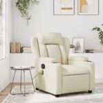 vidaXL Masážne kreslo s polohovacím mechanizmom, krémové, umelá koža