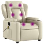 vidaXL Masážne kreslo s polohovacím mechanizmom, krémové, umelá koža – Obrázok 2