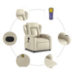 vidaXL Masážne kreslo s polohovacím mechanizmom, krémové, umelá koža – Obrázok 6