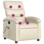 vidaXL Masážne kreslo s polohovacím mechanizmom, krémové, umelá koža – Obrázok 2