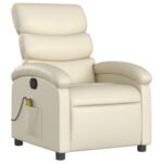 vidaXL Masážne kreslo s polohovacím mechanizmom, krémové, umelá koža – Obrázok 3
