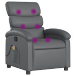 vidaXL Masážne kreslo s polohovacím mechanizmom, sivé, umelá koža – Obrázok 2