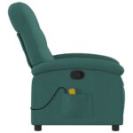 vidaXL Masážne kreslo s polohovacím mechanizmom, tmavozelené, látkové – Obrázok 5