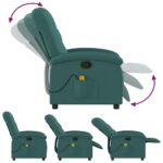 vidaXL Masážne kreslo s polohovacím mechanizmom, tmavozelené, látkové – Obrázok 7