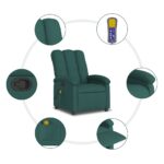 vidaXL Masážne kreslo s polohovacím mechanizmom, tmavozelené, látkové – Obrázok 8