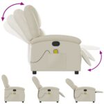 vidaXL Masážne kreslo s polohovacím mechanizmom, krémové, umelá koža – Obrázok 5