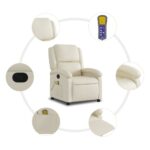 vidaXL Masážne kreslo s polohovacím mechanizmom, krémové, umelá koža – Obrázok 6