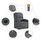 vidaXL Masážne kreslo s polohovacím mechanizmom, sivé, umelá koža – Obrázok 6