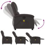 vidaXL Masážne kreslo s polohovacím mechanizmom, tmavohnedé, pravá koža – Obrázok 5