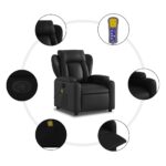 vidaXL Masážne kreslo s polohovacím mechanizmom, čierne, umelá koža – Obrázok 6