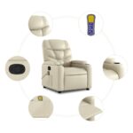 vidaXL Masážne kreslo s polohovacím mechanizmom, krémové, umelá koža – Obrázok 6