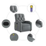 vidaXL Masážne kreslo s polohovacím mechanizmom, sivé, umelá koža – Obrázok 6