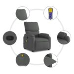 vidaXL Masážne kreslo s polohovacím mechanizmom, tmavosivá látka – Obrázok 6