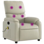 vidaXL Masážne kreslo s polohovacím mechanizmom, krémové, umelá koža – Obrázok 2