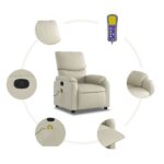 vidaXL Masážne kreslo s polohovacím mechanizmom, krémové, umelá koža – Obrázok 6